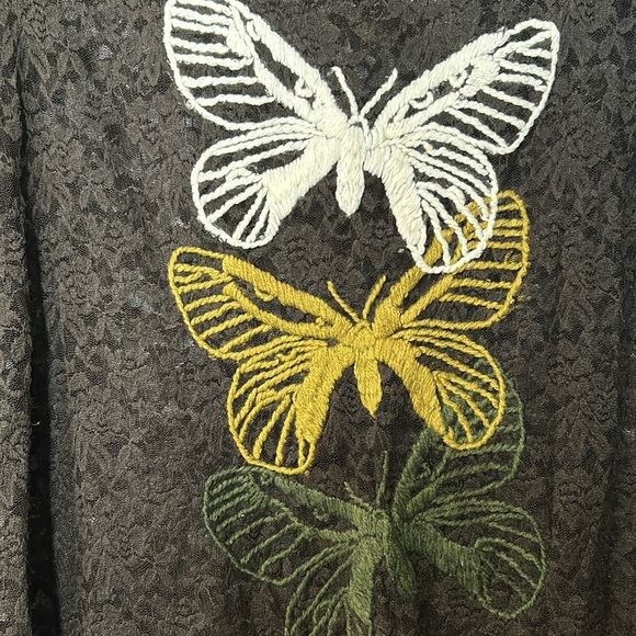 We The Free Embroidered Butterfly on Lace T-Shirt Top-Large - Picture 2 of 9